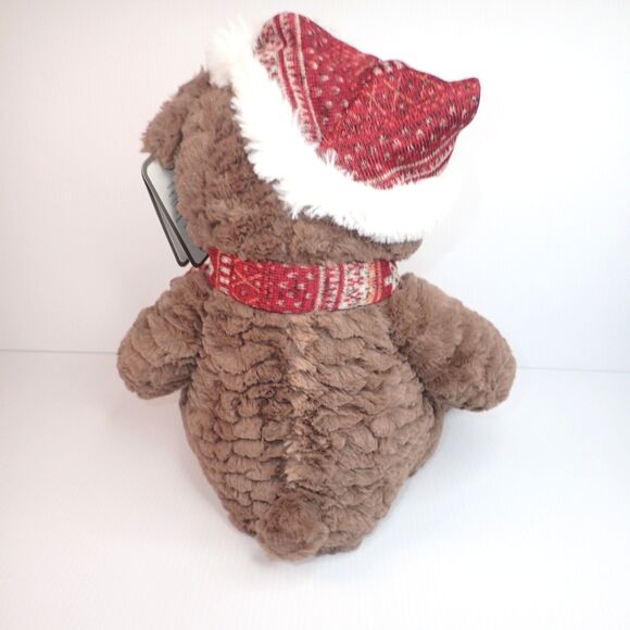 Kelly Toy  14" Seated Christmas Bear with Hat and Scarf from 2018 with Tag - Picture 5 of 10